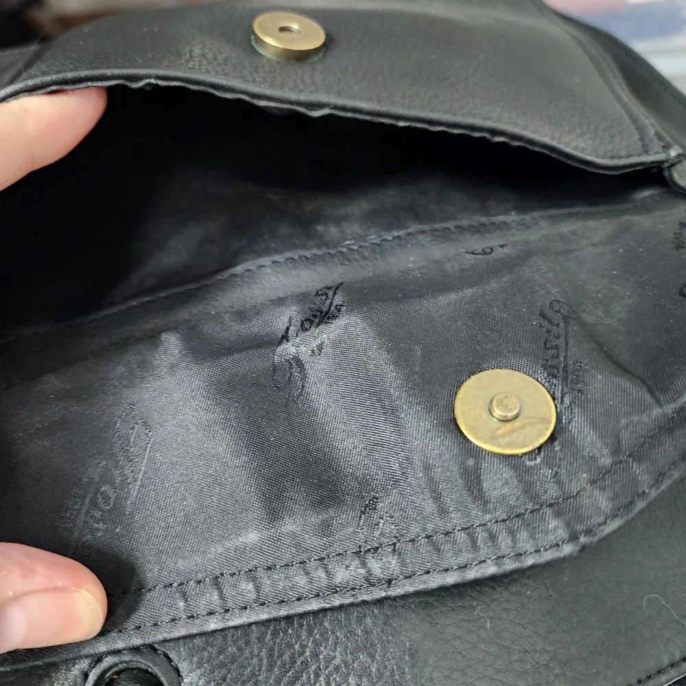 Vintage Fossil Black Pebbled Leather Shoulder bag Hand bag Purse 75082 11X11